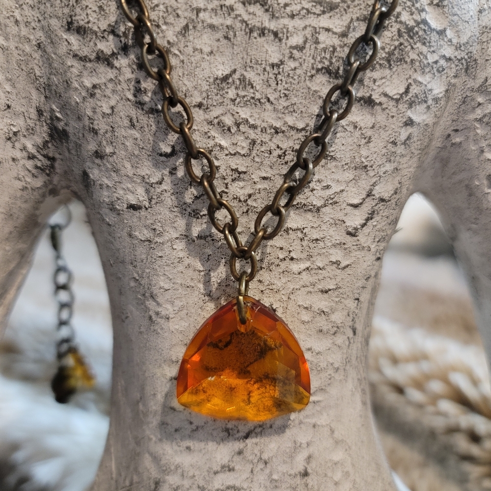 Amber glass pendant necklace